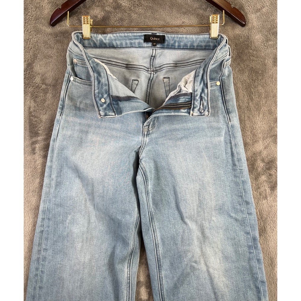 Quince Jeans Womens 27x31 Stretch High Rise Wide Leg Light Wash Distressed - Picture 11 of 16